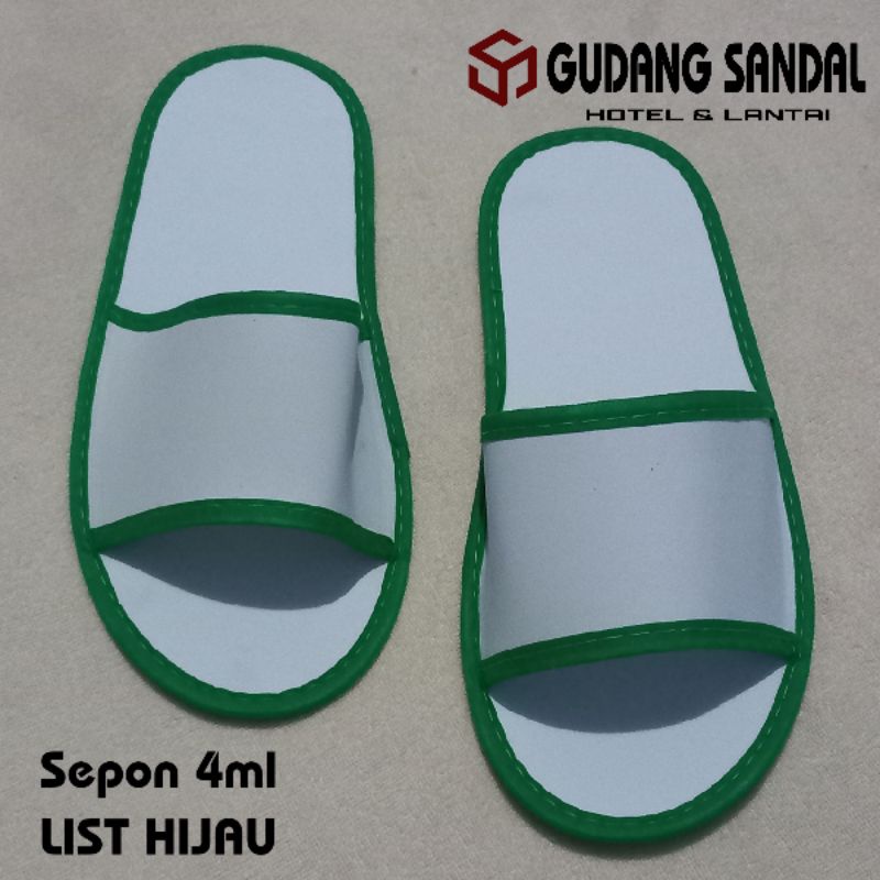 sandal#lantai#hotel#sovenir. bahan sepon 4 mili list hijau