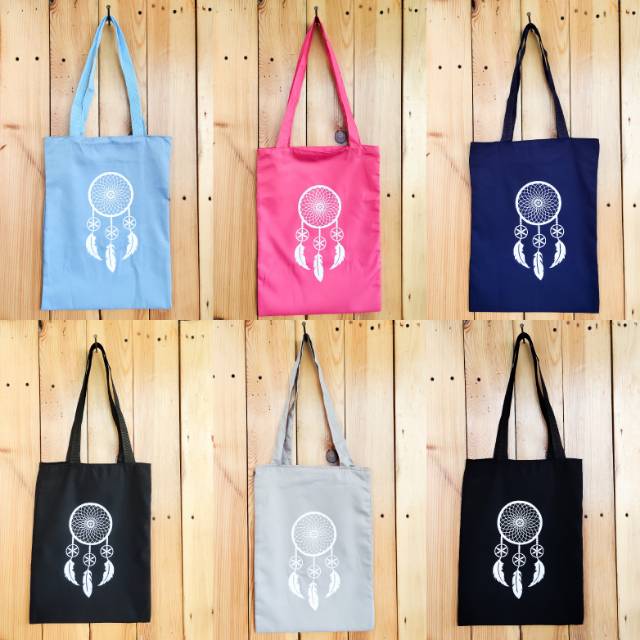 (Ada resleting bisa COD) TOTEBAG DREAM CATCHER bahan drill halus premium