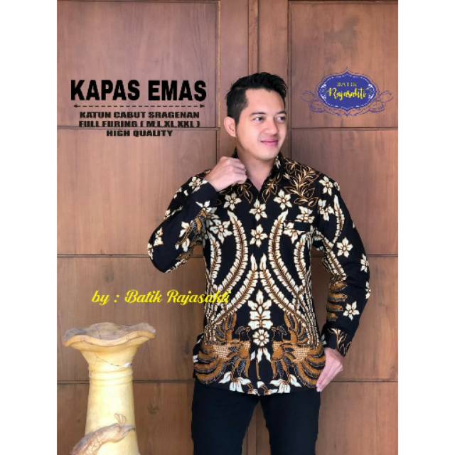 Batik Solo KAPAS EMAS Kemeja Pria Katun Halus Sragenan Full Furing