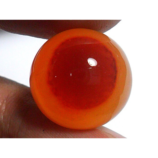 AG106 Round 17mm 21.25ct Orange Red 'Greek Evil Eye' Natural Untreated Picture Agate Lucky Charm