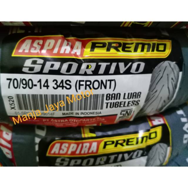 Ban tubeless Aspira Premio 70/90-14 for mio smile/sporty/xeon/fino/inject/x-ride/soul gt/mio m3/J/S