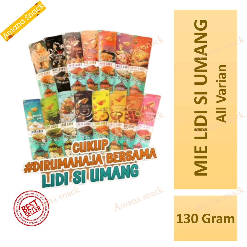 SI UMANG Mie Lidi lidian gurih jajanan kekinian isi bumbu rempah manis asin pedas aneka rasa asli murah sapu 130 gram