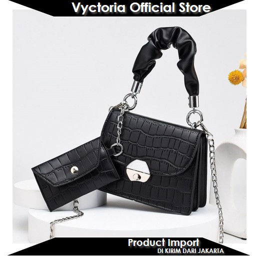 (COD) Vyctoria VOS60201 Tas Selempang Wanita Fashion 2in1 Import Grosir Promo JT60201 EL5171 60201 5171