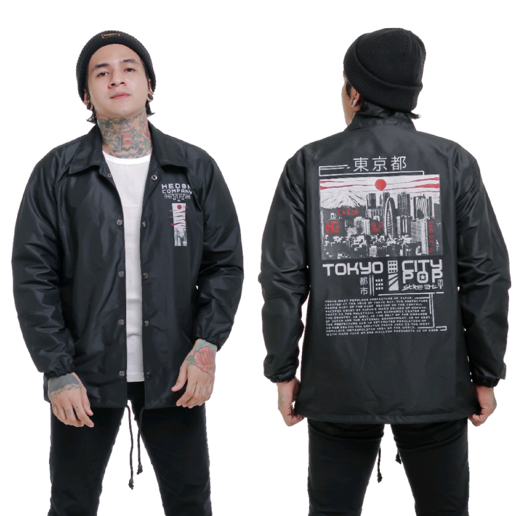 JAKET PRIA - JAKET COACH SALVIO HEXIA - JAKET WINDBREAKER - JAKET PARASUT PRIA - JAKET PARASUT-Hitam Tokyo Pop