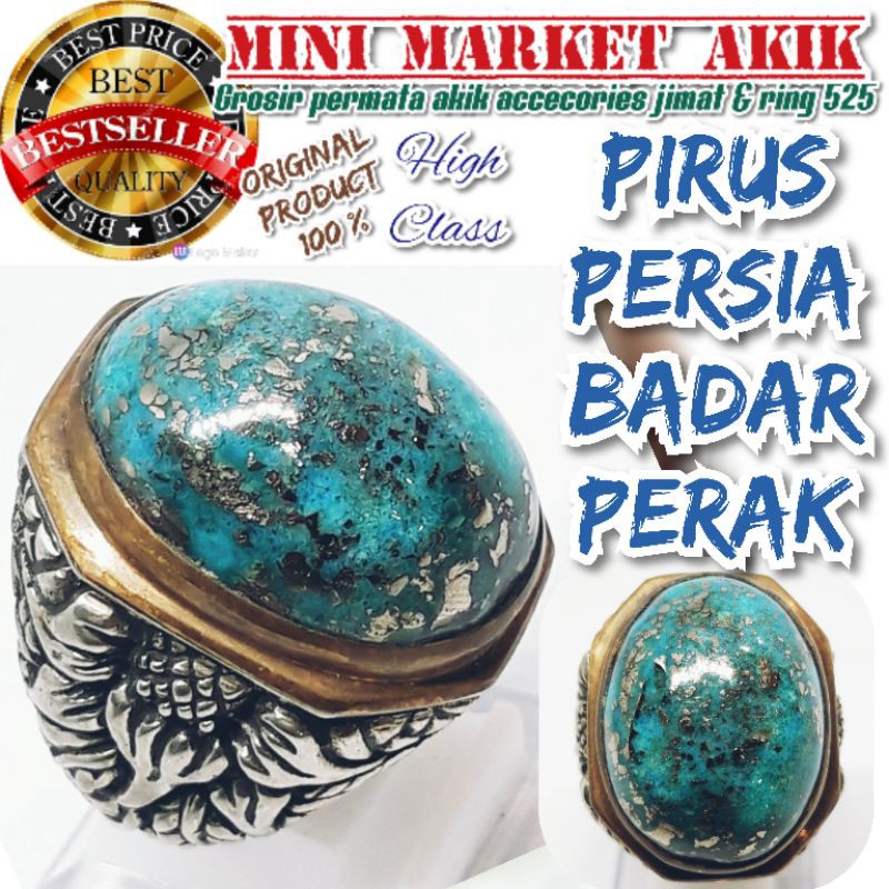 Batu cincin pirus persia badar perak jumbo mumbul