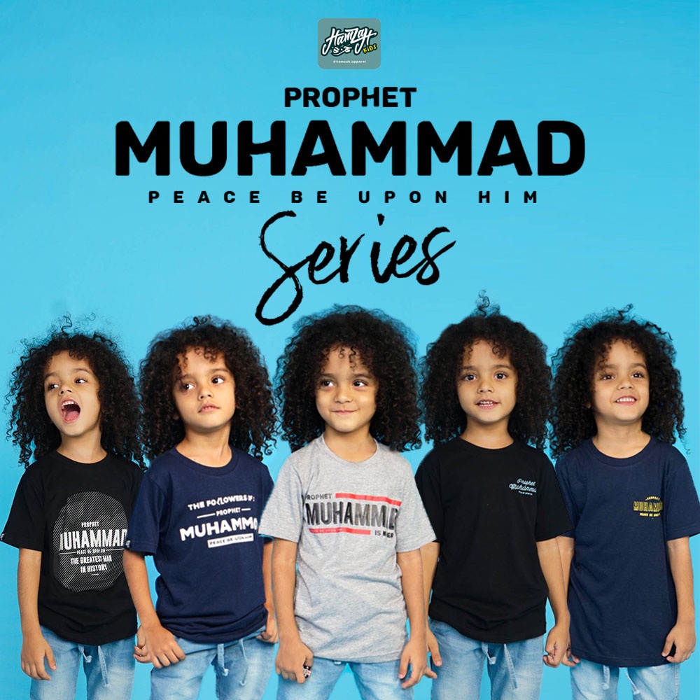 Baju Kaos Anak Laki Laki Muslim - Kaos Anak Laki Usia 2 - 12 Tahun - Desain Nabi Muhammad Series - K