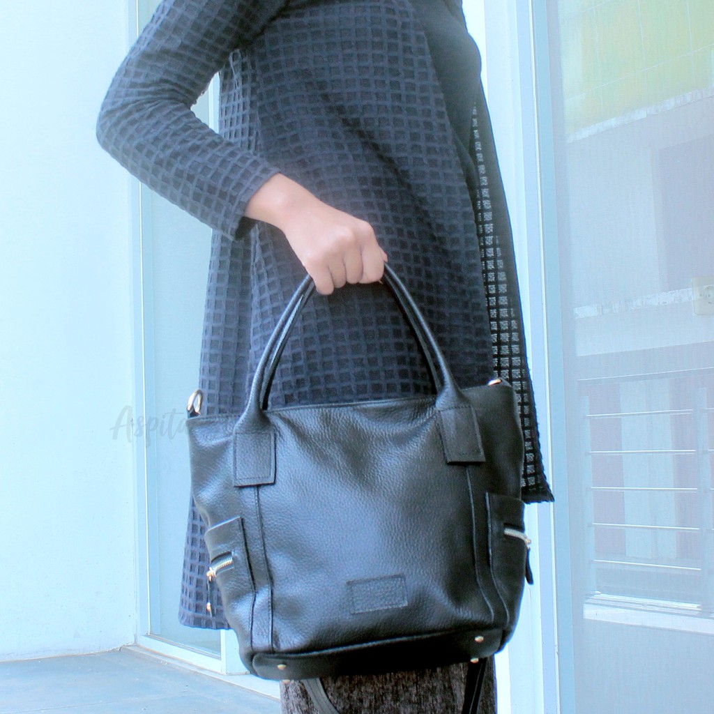 Tas Kulit Wanita Tas Warna Hitam Bahan Kulit Sapi Premium Asli Garut - Aspita Store