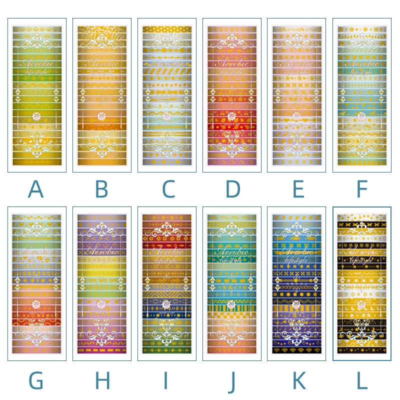 20 Rol Stiker Kertasselotip Washi Retro Warna Perunggu Untuk Dekorasi DIY