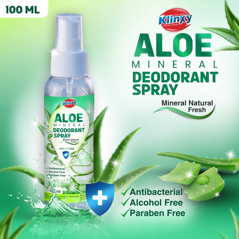 ALOE Mineral DEODORANT SPRAY/Penghilang Bau Badan Ketiak Hitam 100ml