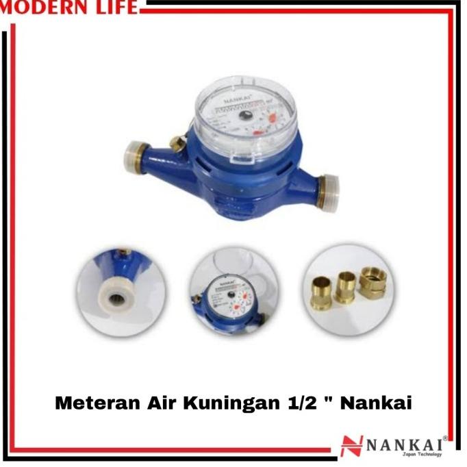 Meteran Air 1/2" Water Meter Kuningan Asli 1/2 Inch Nankai Sni