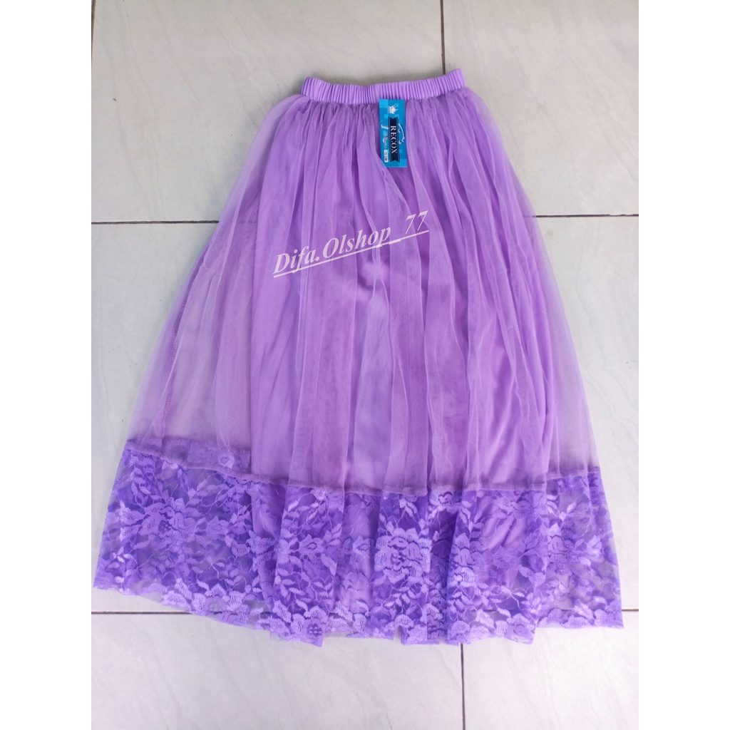 Rok Tutu Model Terbaru Renda Anak Brokat Bawah Motif Bunga Cantik Kekinian Panjang Umur 6 7 8 9 10 11 12 Tahun Ukuran M L Termurah Tile Warna Hitam  Biru Merah Kuning Ungu Lilac Coksu Impor Premium-5