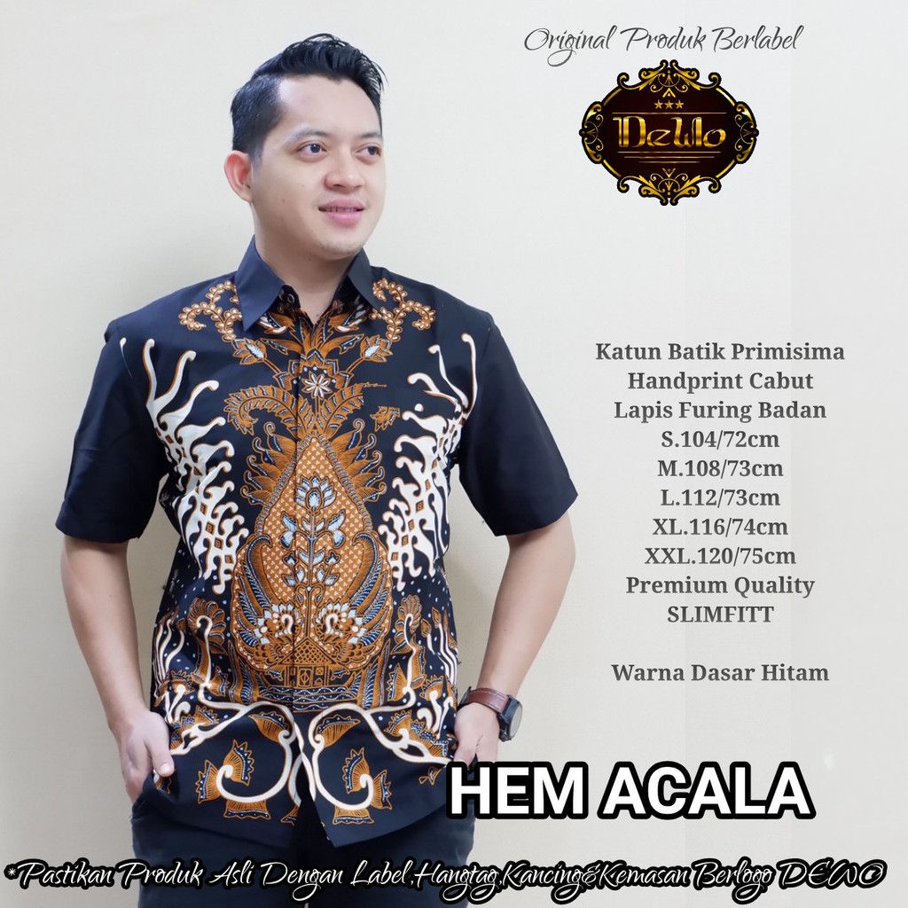 ACALA Kemeja Batik Pria Lengan Pendek | Hem Batik Pria FULL FURING Batik DEWO