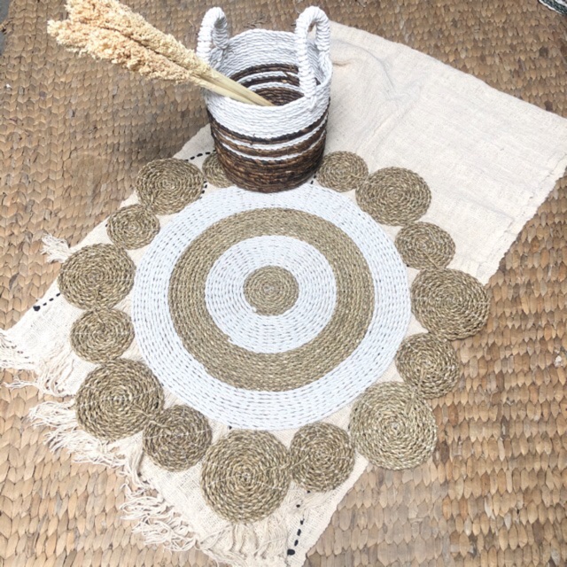 RUG SEAGRASS MATAHARI 70 CM WHITE NATURAL