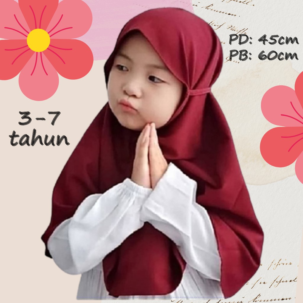 Hijab Tasya Bergo Anak Bergo Maryam Anak / Jilbab Anak Bergo Wolfis Size M Usia 3-7 Tahun