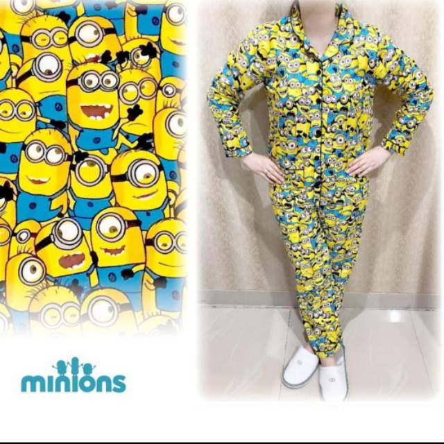 PIYAMA DEWASA BAJU TIDUR WANITA MINION BABA NANA FIT TO XL HKFS