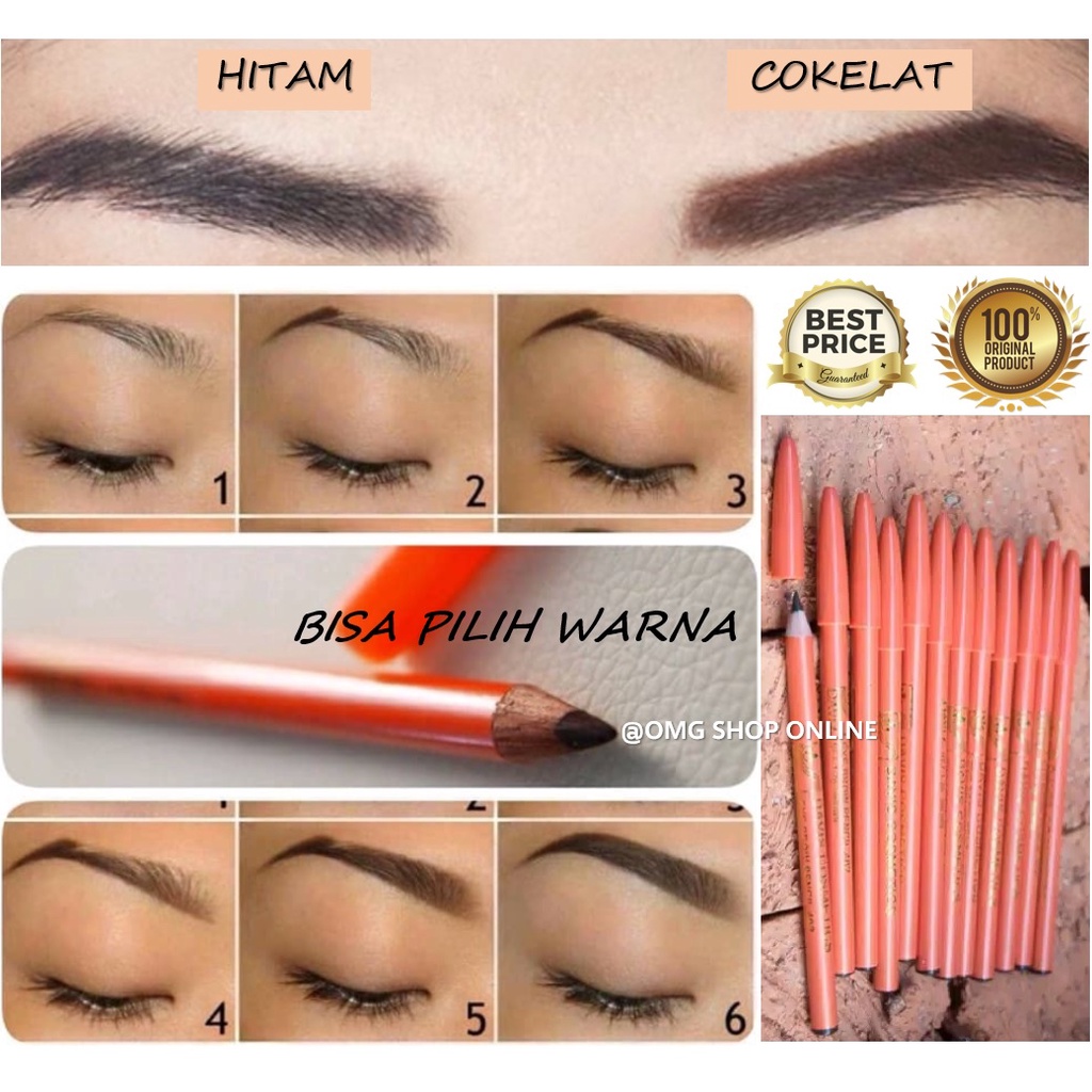 COD - Pensil Alis DAVIS Coklat dan Hitam BPOM ORIGINAL 100% / Pensil Alis Anti Air dan Tahan Lama DAVIS Orange Murah / Drawing Eyebrow Pencil Waterproof Kosmetik Wanita Make Up TERLARIS