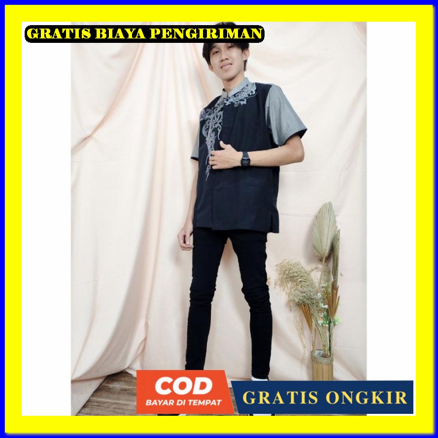 Fashion Muslim Pria Baju Kemeja Koko Import Koko Lengan Pendek Bsju Muslim Murah Baju Lebaran Remaja