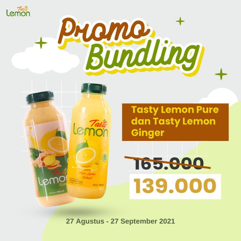 

PROMO BUNDLING Tasty Lemon Pure 500ml & Tasty Lemon Ginger 500ml | 100% Sari Lemon California