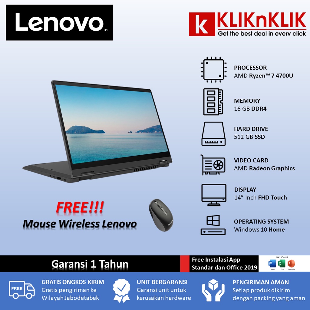 Lenovo Flex 5 14 AMD Ryzen 7-4700U 16GB 512GB SSD FHD Touch Grey