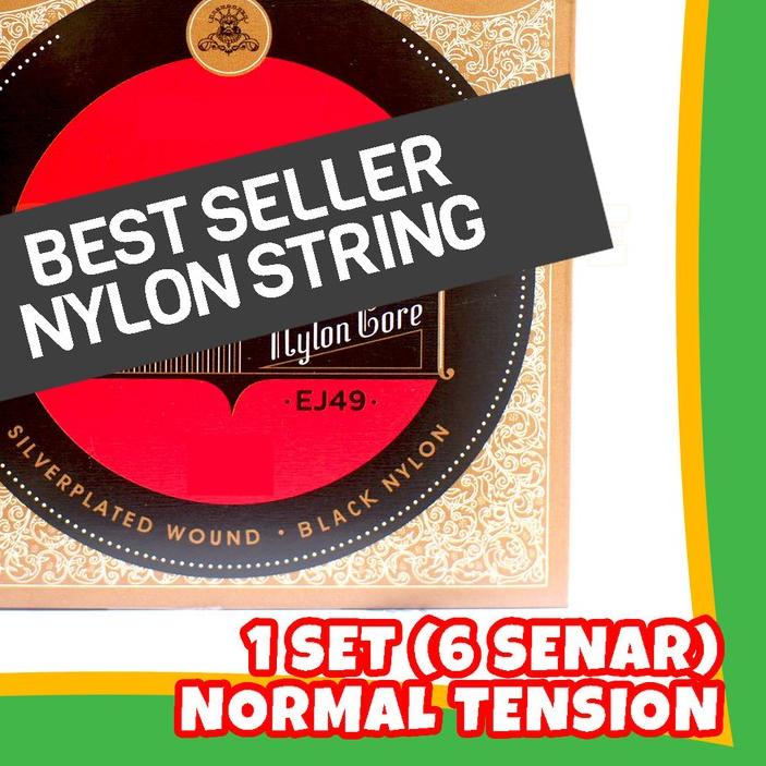 Senar Gitar Nylon Classic Nilon Hitam Klasik 1 Set EJ49 Normal Tension