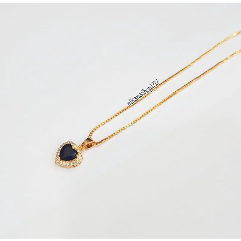 KALUNG PERMATA LOVE DIAMOND BLACK MOISSANITE LAPIS LOGAM EMAS18K MODIS ANTI KARAT