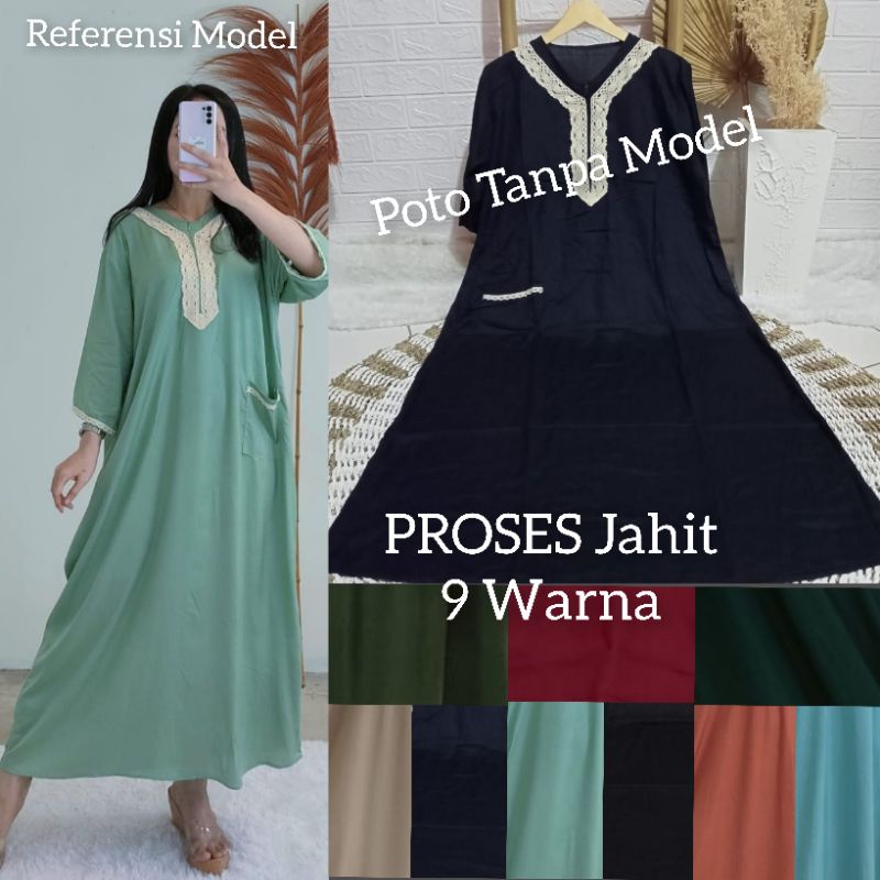 Daster BUSUI Arab Kekinian Tangan 3/4 (aisyah) / Daster Muslim Renda Jumbo LD 120 cm / Daster BUSUI /Daster kekinian /Daster Renda-2