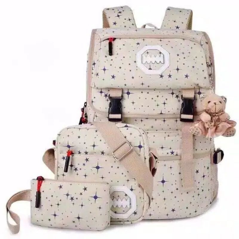 Dk_AXEE - Tas Ransel BINTANG GESPER 3in1 Tas Wanita