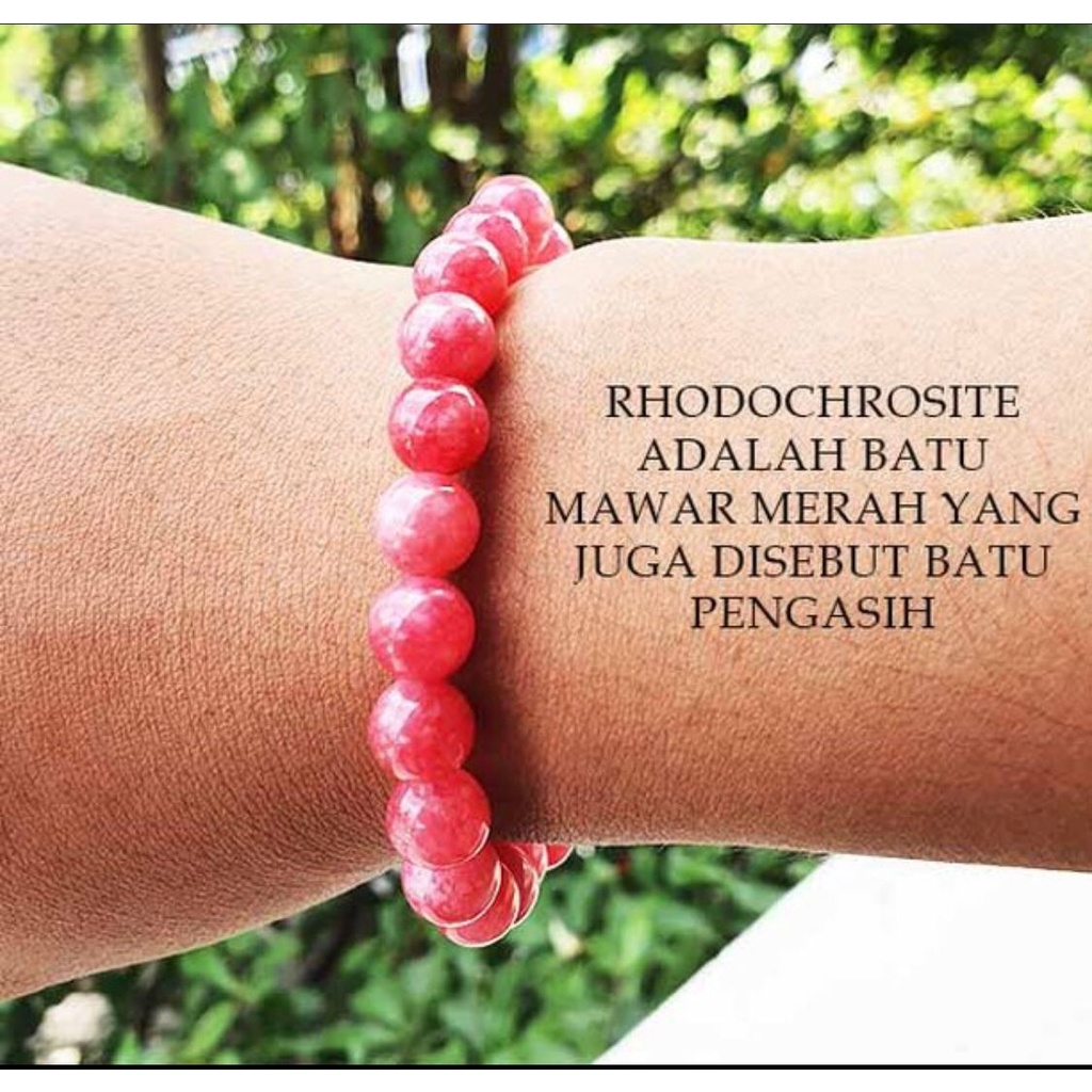 Gelang Terapi Pria Wanita Batu Giok Pink Natural Rhodochrosite Premium