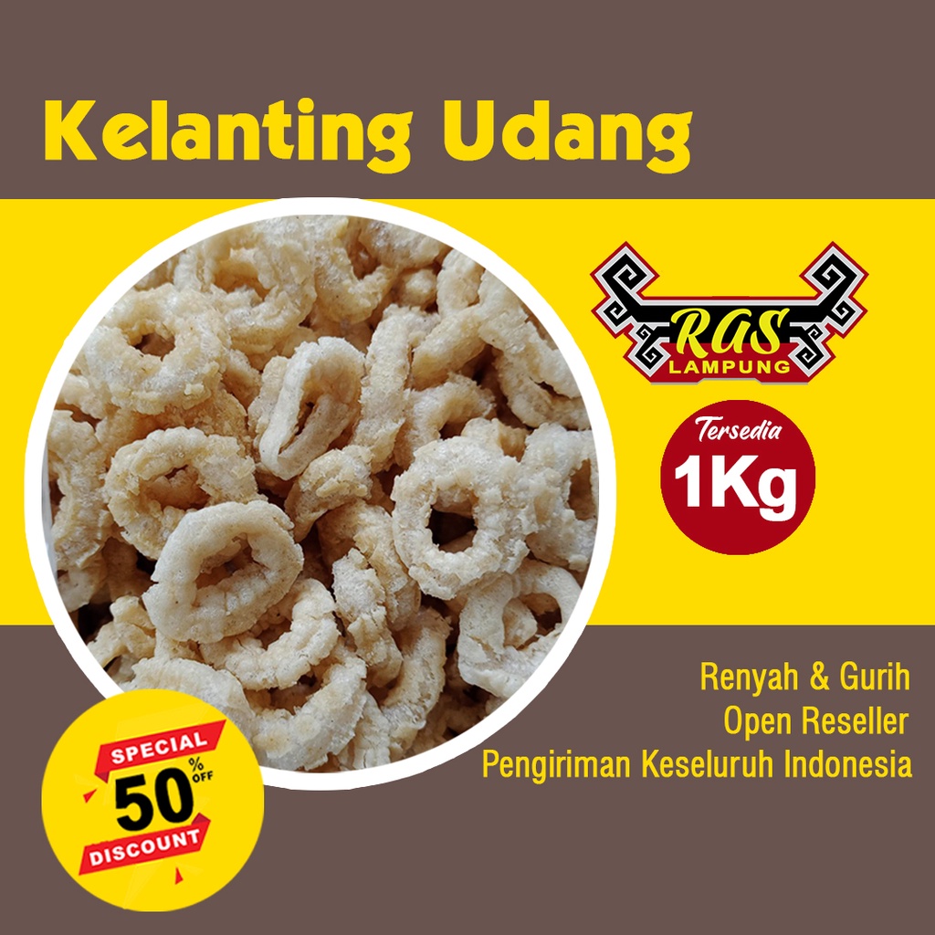 

Kelanting Klanting Kerupuk Udang 1kg Gurih Renyah Asin Original 1kg Cemilan Snack Makanan Ringan Oleh-Oleh Lampung