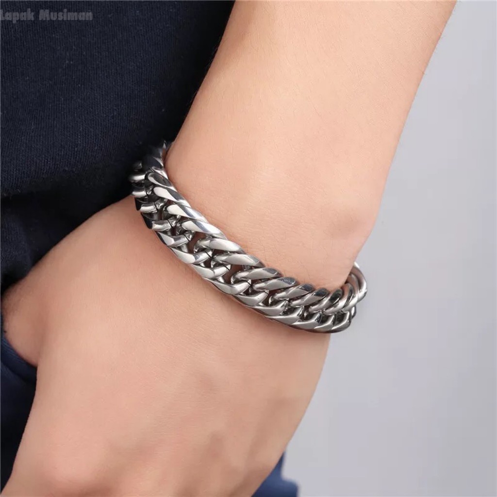 [Bayar di Tempat] Gelang Pria Rantai Titanium Asli Original Kode LM 02