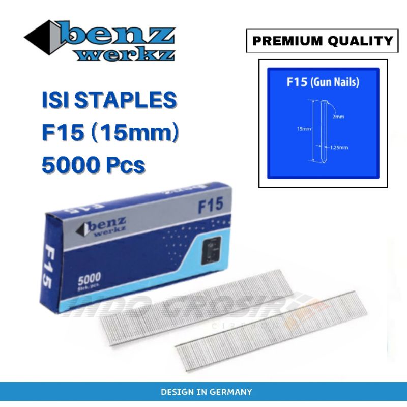 BENZ Isi Paku Tembak F15  Isi Staples Refill Air Nailer Nail Gun F 15 Lurus