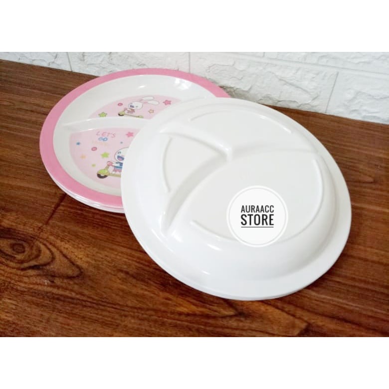 TERBARU! 6PCS PIRING MAKAN SEKAT 3 BENTUK BULAT BAHAN MELAMIN BPA FREE TERMURAH!