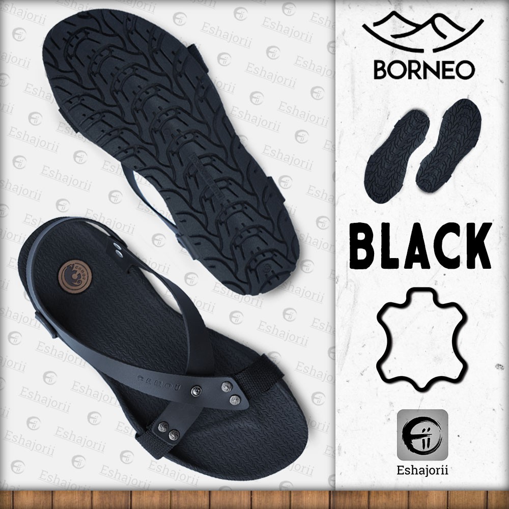 CAMOU - Borneo Black - Sandal Gunung Sandal Tali Pria Anti Slip