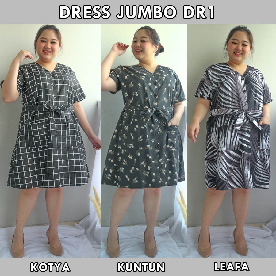 BIGCLO - (COD) LD 120cm Big Size Dress Jumbo Wanita DR1 Midi Dress Baju Atasan Oversize Surabaya