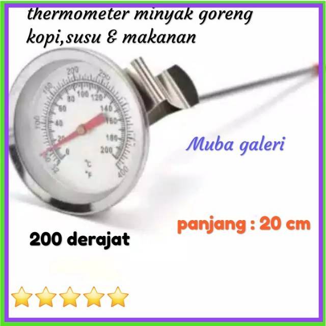 TERMOMETER MEKANIK ALAT UKUR SUHU PANAS MINYAK GORENG KOPI SUSU MINUMAN MASAKAN SERBAGUNA