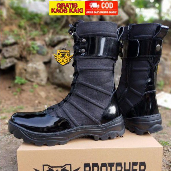 sepatu pdl kulit TNI POLRI sepatu pdl titan bahan kulit kilap sepatu pdl brotrher thitan kilap