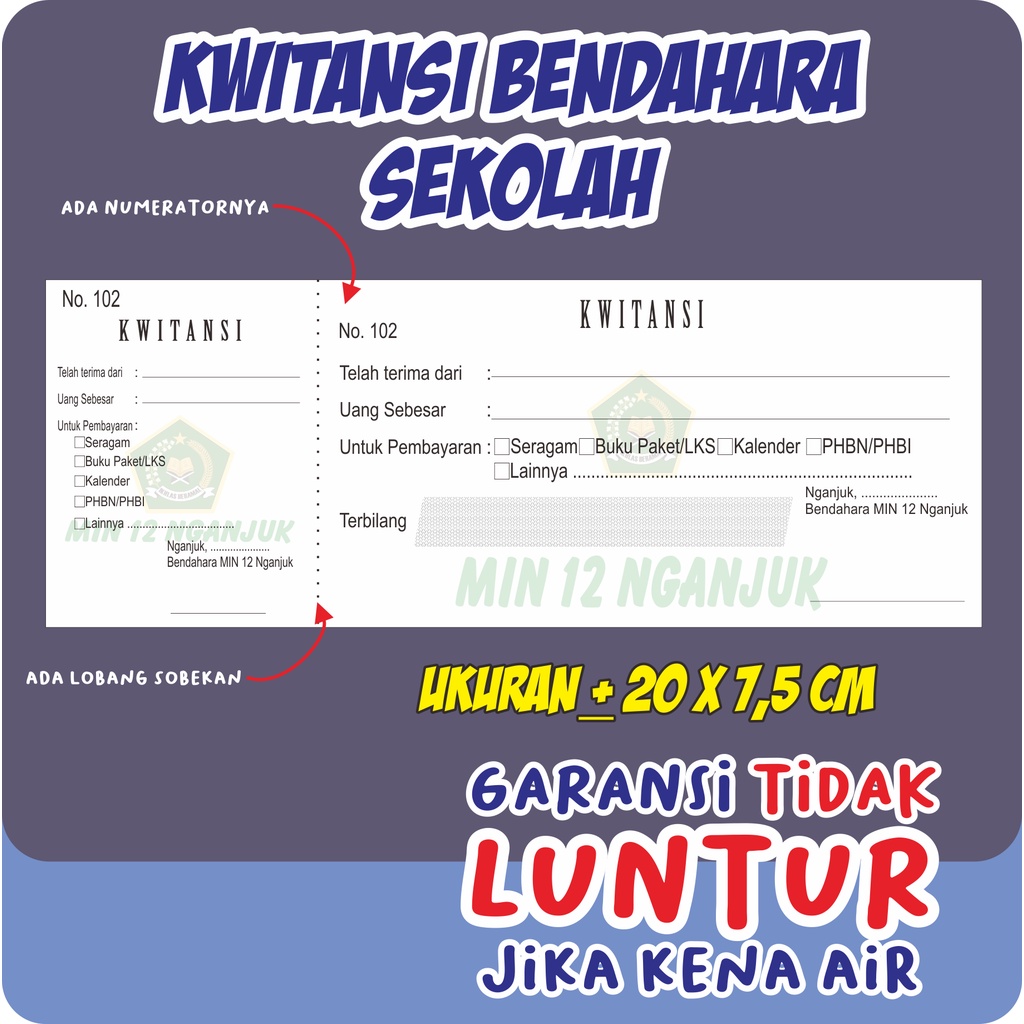 

Kwitansi Bendahara Custom Sesuai Sekolah/Madrasah Anda