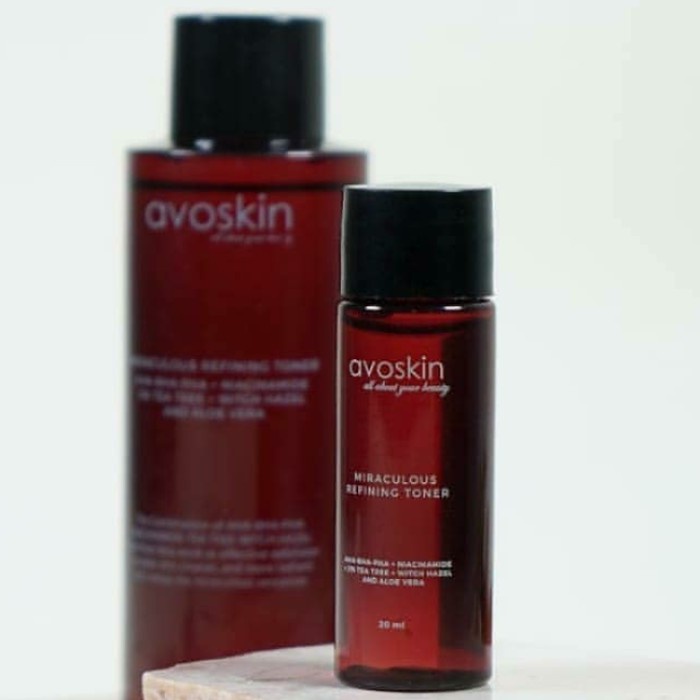 Avoskin Miraculous REFINING TONER 100 ml / 20 ml - AHA BHA PHA Exfo Toner - SKINCARE BPOM Kemasan Besar &amp; Kecil Trial Travel SIZE Eksfoliasi Kulit Wajah Peeling