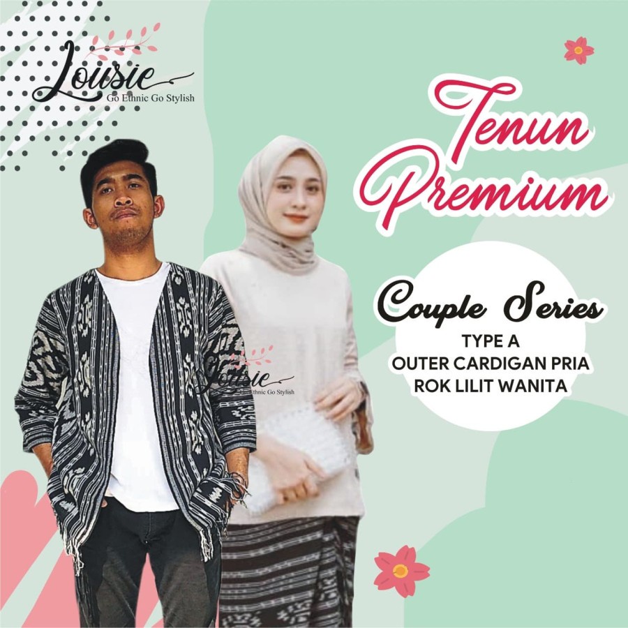 Couple Tenun ikat motif Toraja Hitam Pria Wanita Troso Jepara kebaya NTT Sumba Sumbawa Sarimbit Card