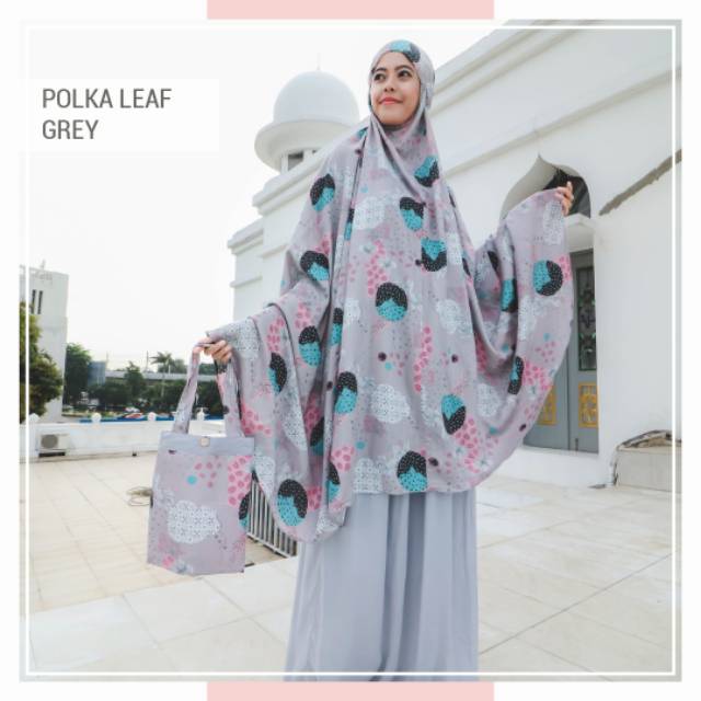 Mukena Polka Leaf Grey