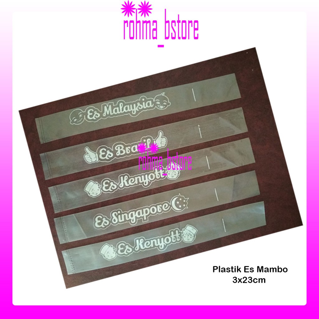 Plastik Es Mambo 3x23cm Putih 100 pcs / Plastik Es / Plastik Es Sablon / Plastik  Es Lilin