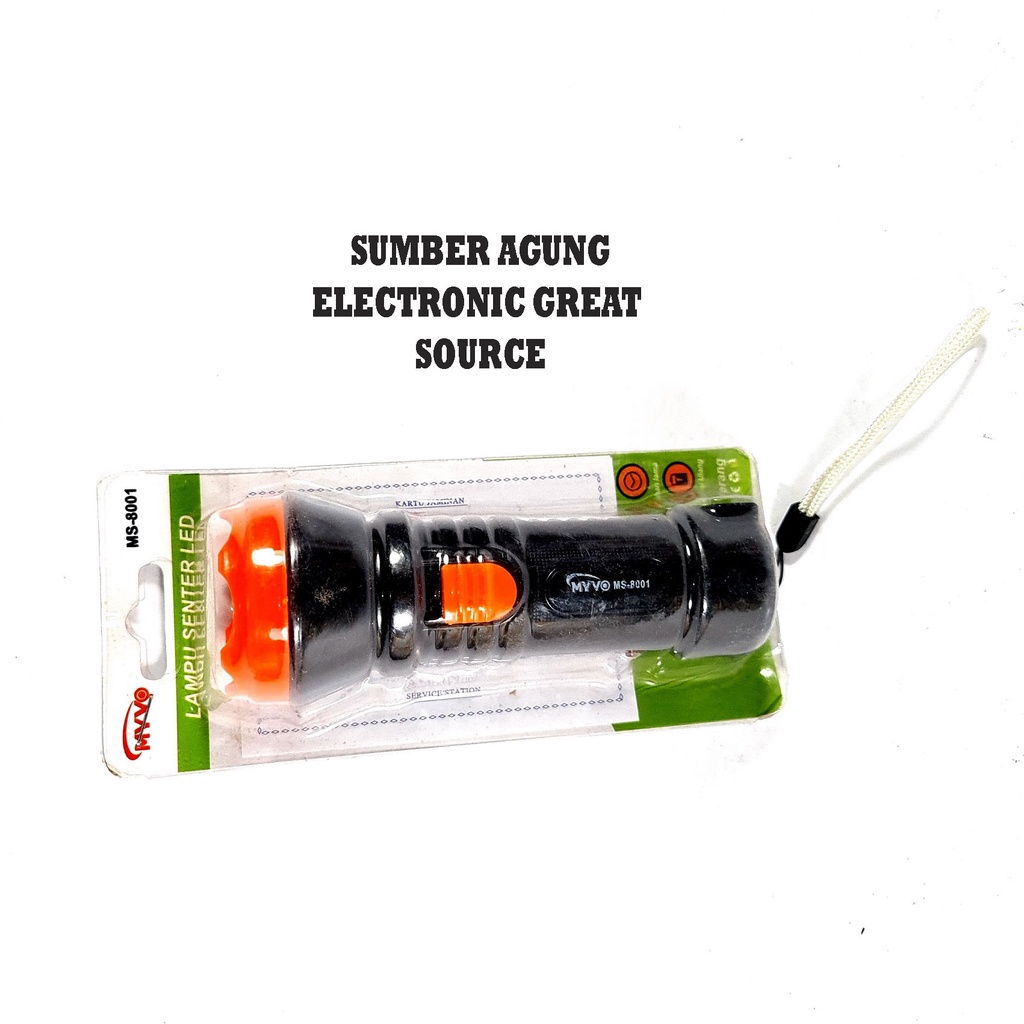 Senter Tangan Cas Mini MS8001 Myvo LED Super Terang Dicas Charge