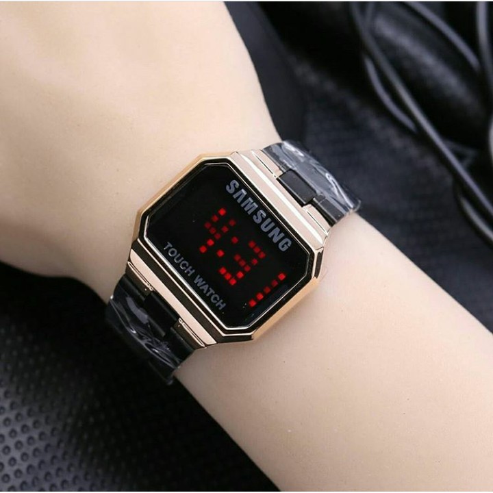 jam tangan samsung led touch watch pria / jtr 1180 hitam gold