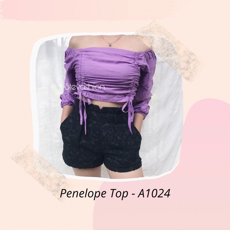 PENELOPE TOP A1024 ATASAN SABRINA LILAC SERUT KARET