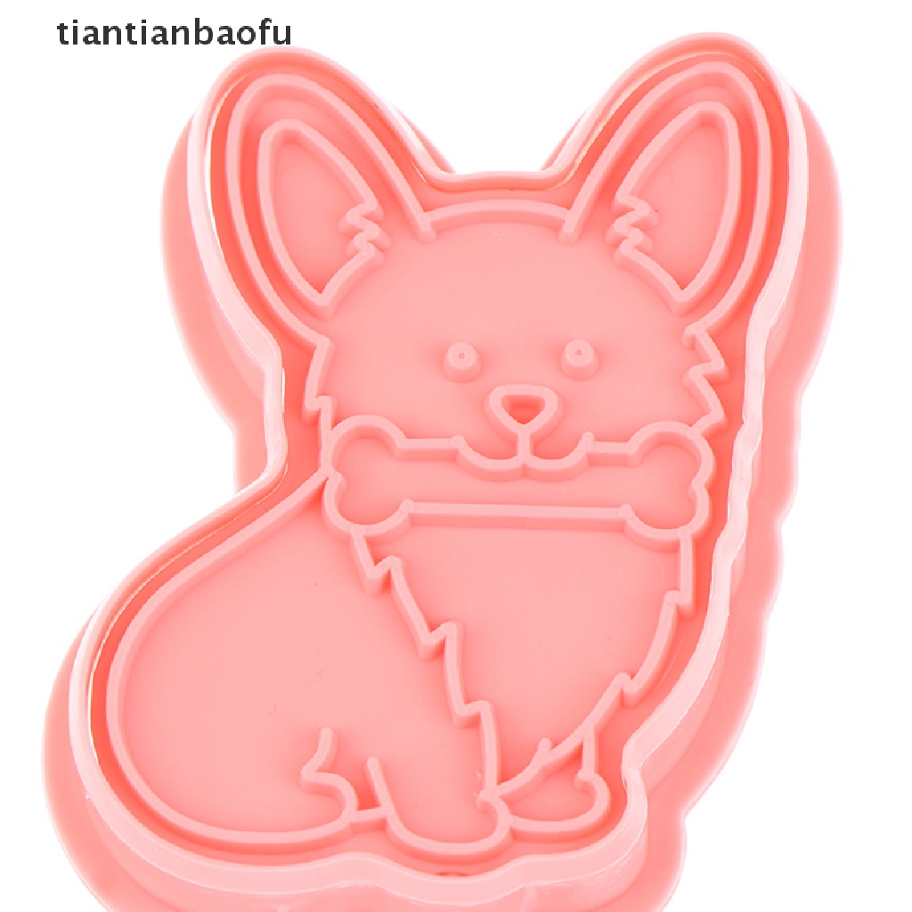 8 Pcs Cetakan Pemotong Kue / Biskuit Bentuk Kartun Corgi 3D Bahan Plastik