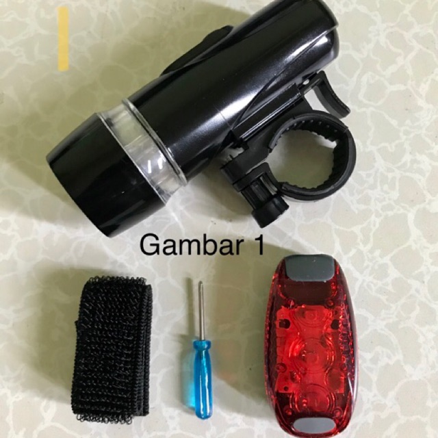 Lampu depan sepeda lampu senter +lampu belakang sepeda