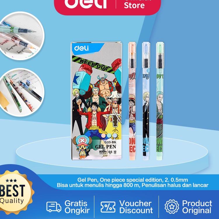 

{Original} Deli One Piece School Gel Pen / Pulpen Gel 0.5 mm One Piece Tinta Hitam 12 pcs Dapat Menulis Hingga 800 Meter Penulisan Halus dan Lancar CG33-BK .,..,.,.,.