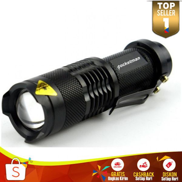 Senter LED 2000 Lumens TH 15 TaffLED Pocketman Waterproof Flashlight Serbaguna Perlengkapan Outdoor