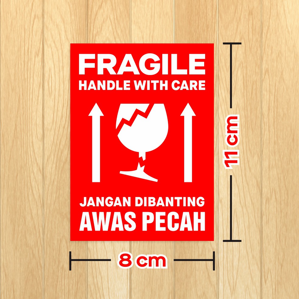

ghg Stiker Label Fragile Handle With Care Sticker Awas Pecah Jangan Dibanting 11 x 8 Cm (1 Roll/200