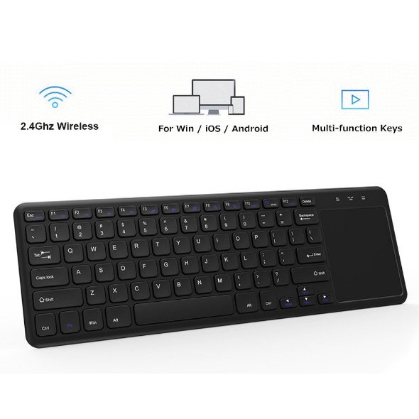 Keyboard Wireless dengan Touchpad / smart tv / samsung / LG / LED - Hitam